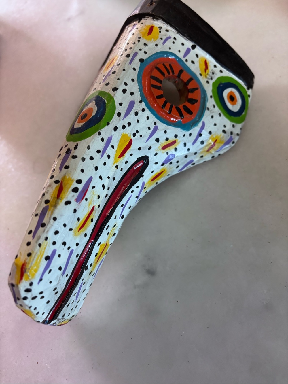 Vintage Guatemalan Hand Carved Wooden Toucan Bird Mask Wall Hanging Decor - Picture 4 of 8